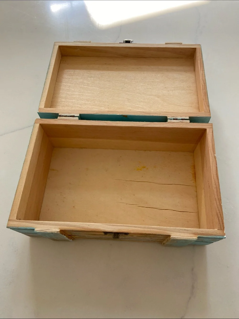Coastal Wooden Trinket Box in Light Aqua - Nautical Accent